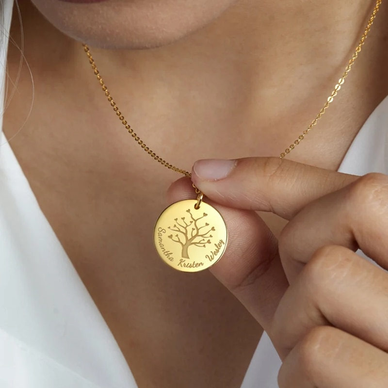 Personalized Tree of Life Custom Family Name Necklace For Women Stainless Steel Pendant Mom Necklace Mothers Day Gift Jewelry