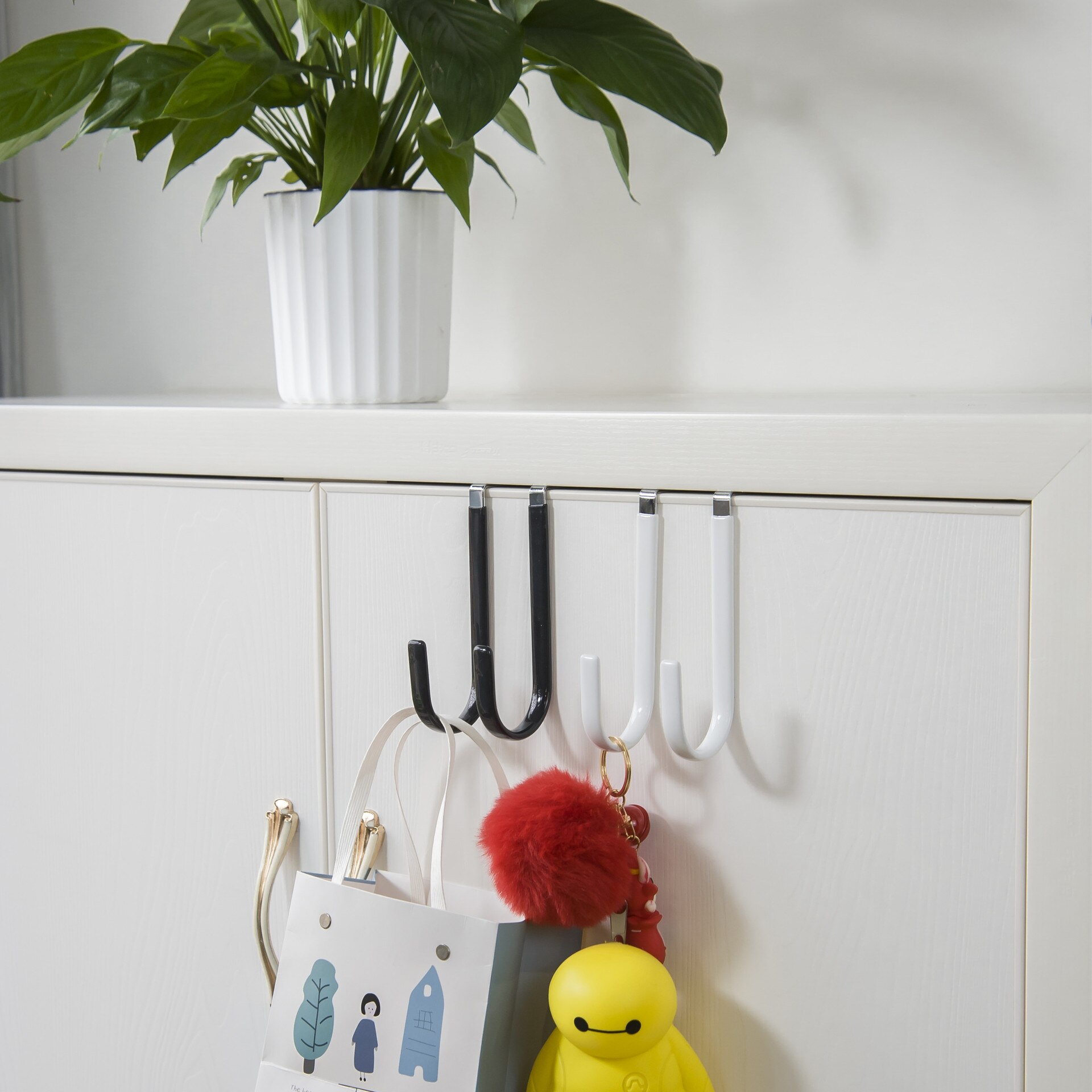 5PCS Metal door hook door back hook clothes hook nail-free door back hook kitchen bathroom door back hook