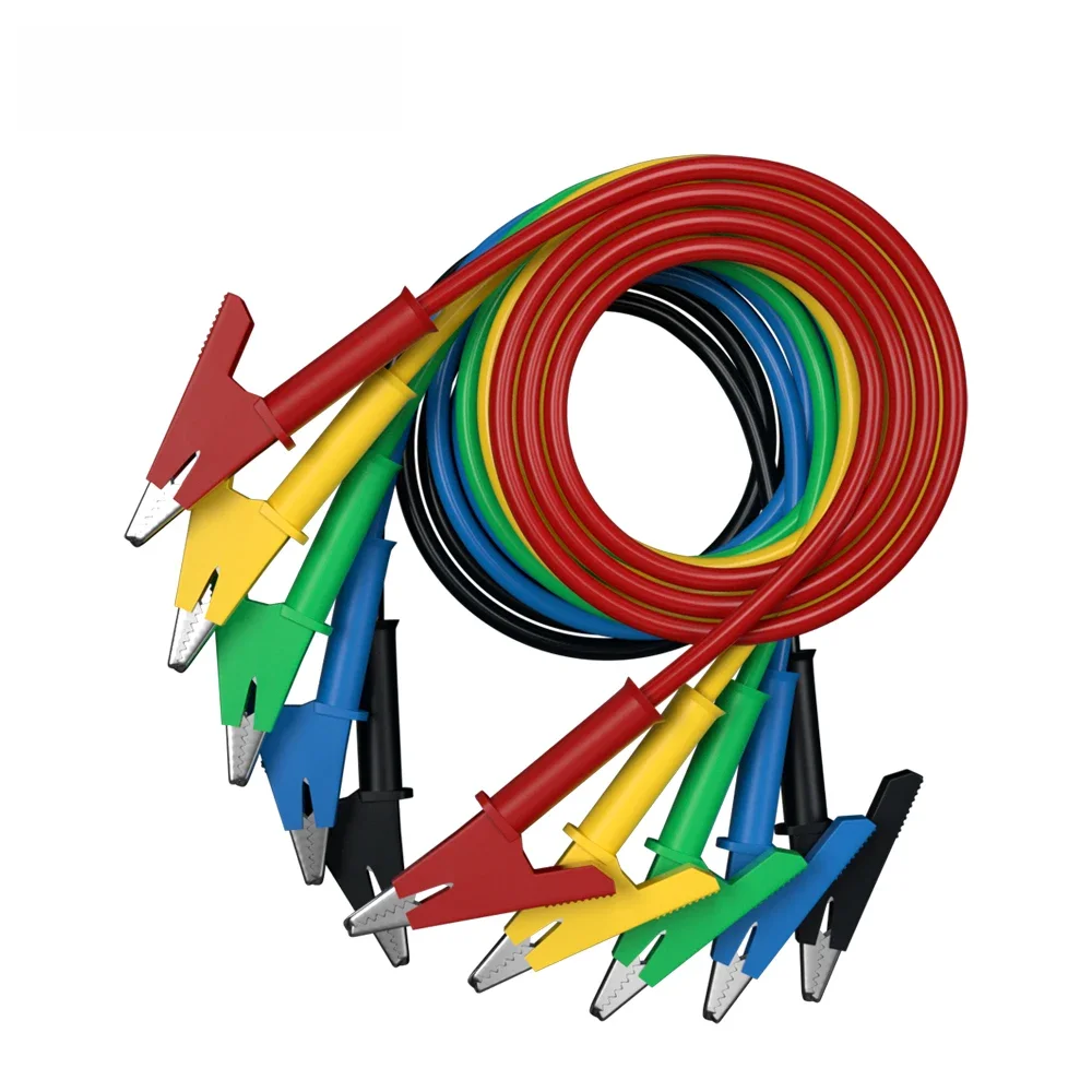 QSS 1M 5Pcs Dual Alligator Clips Multimer Test Leads Wire Cable with Insulated Clips Test Flexible