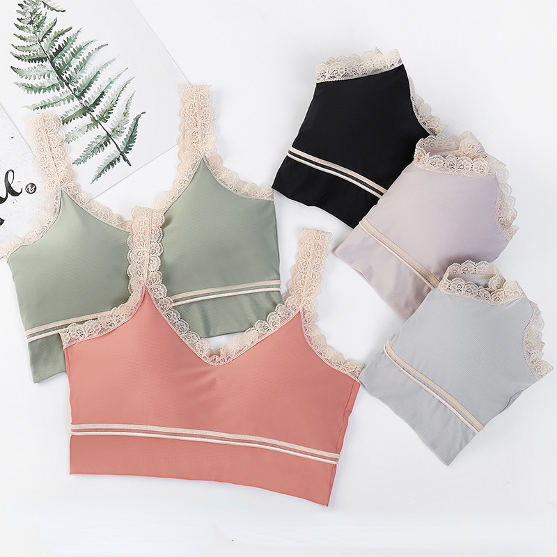 New Top Women Seamless Bralette Sexy Sports Bra Gym Yoga Lace Tube Top Lingerie Crop Top Women Bra Gather Wrap Breast Tube Top