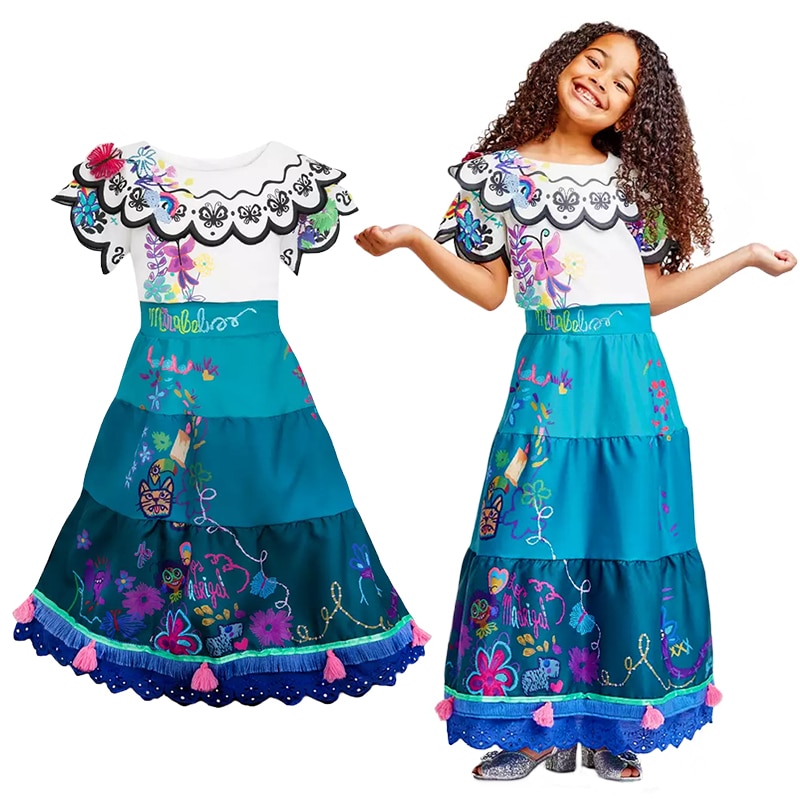 Wholesale Encanto Halloween Children Mirabel Dress for Girls Charm Fantasia Kids Cosplay Costume Child Birthday Party Clothes