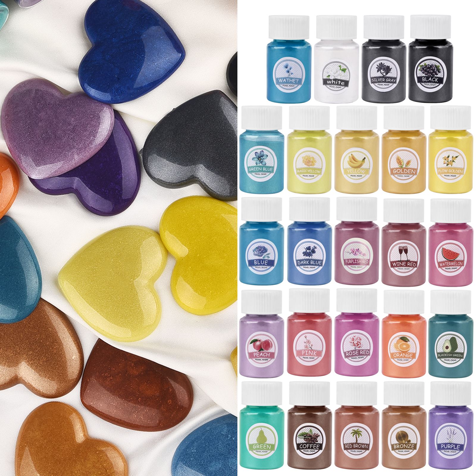 24 Color 20ml Pearlescent Mica Powder Epoxy Resin Dye Pearl Resin Pigment DIY Handmade Resin Crafts Material For Jewelry Making