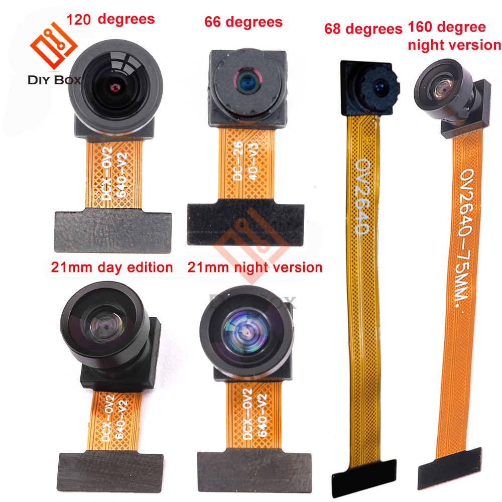 OV2640 Camera Module Fisheye Wide-angle Lens 68/160 Degree 24PIN 0.5mm Pitch for ESP32-CAM and Series Development Board