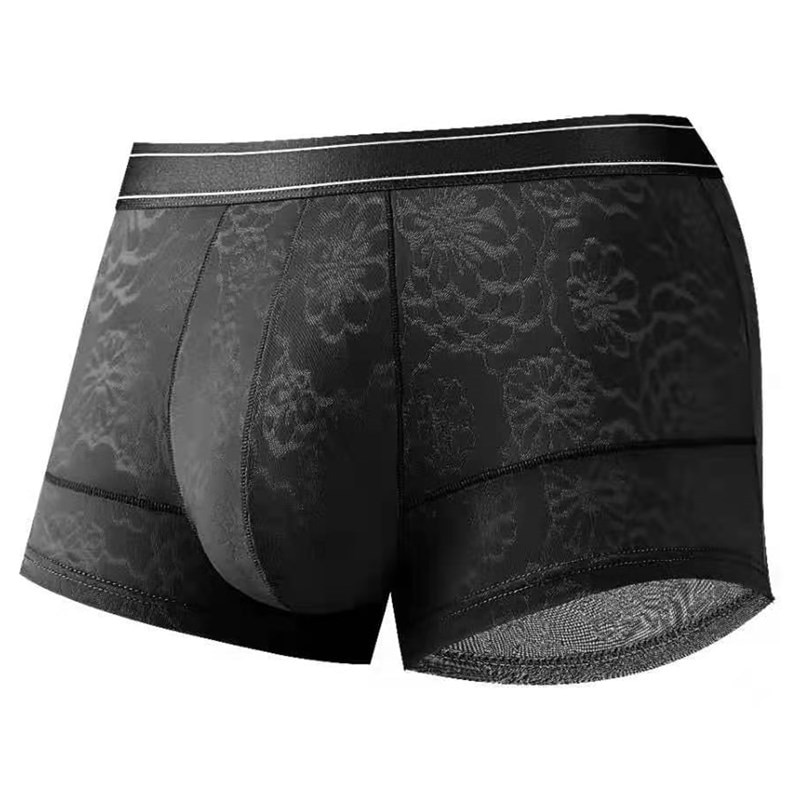 Sexy Men Underwear Boxers Shorts Thin Transparent Ice Silk Panites Man Breathable U Convex Pouch Underpant Cueca Calzoncillo