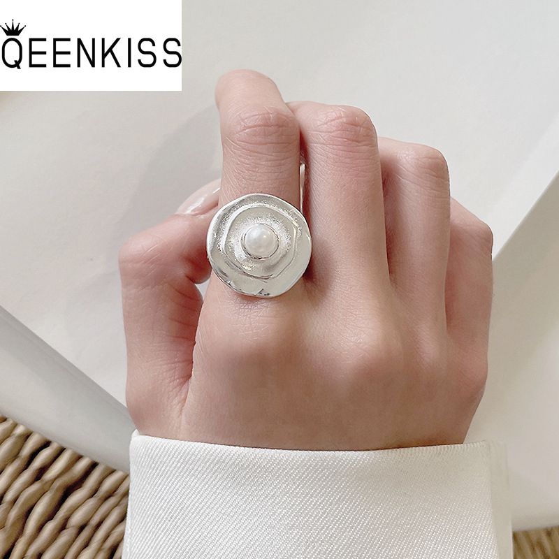 QEENKISS RG6884 Fine Wholesale Fashion Woman Girl Party Birthday Wedding Gift Vintage Flower 925 Sterling Silver Resizable Ring