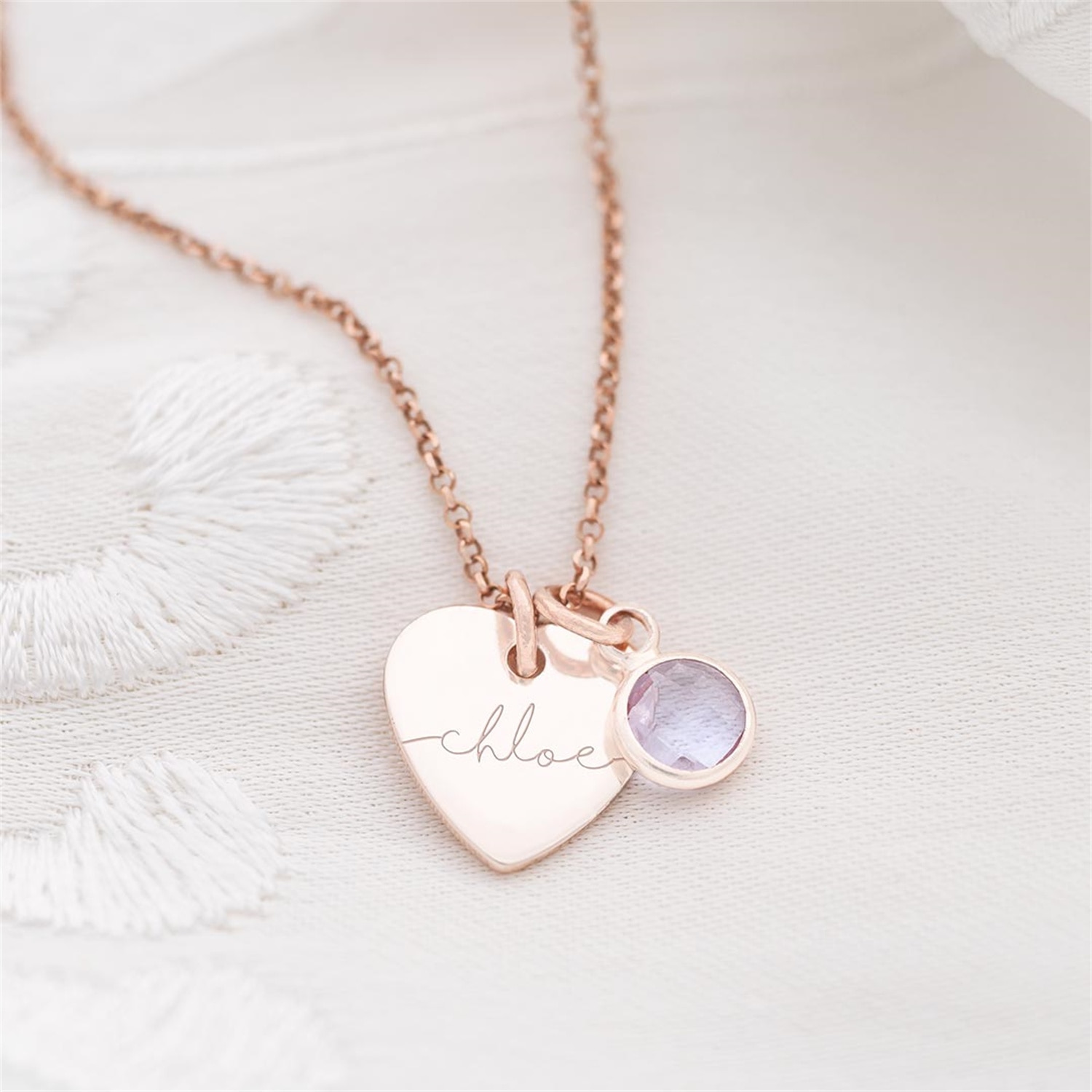Esme Heart and Birthstone Personalised Name Necklace Personalized Customized Love Pendant Stainless Seel Necklaces for Women