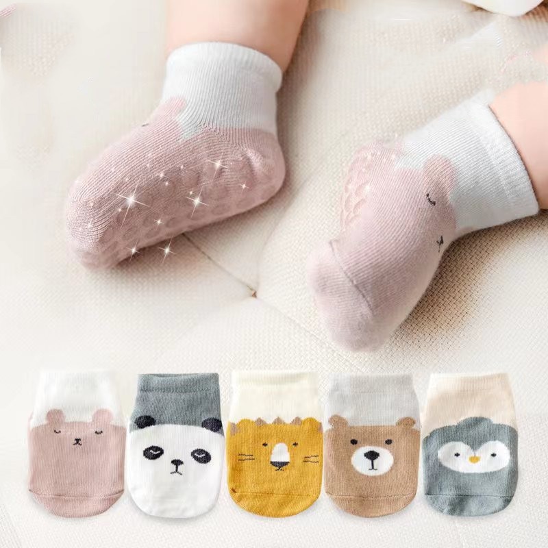 Free Shipping Spring Summer Baby Floor Socks Cartoon Animal Crystal Cotton Rubber Anti-slip for Newborn Infant Toddler Socks0-3Y