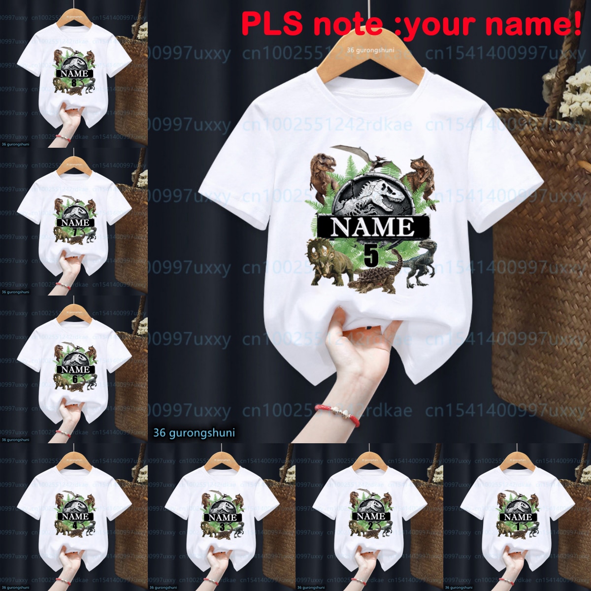 2023 Hot Movie Jurassic Park Birthday Gift 2-9th Tshirt Funny Dinosaur T-Shirts Boys tshirts Kids Clothes tops Name custom