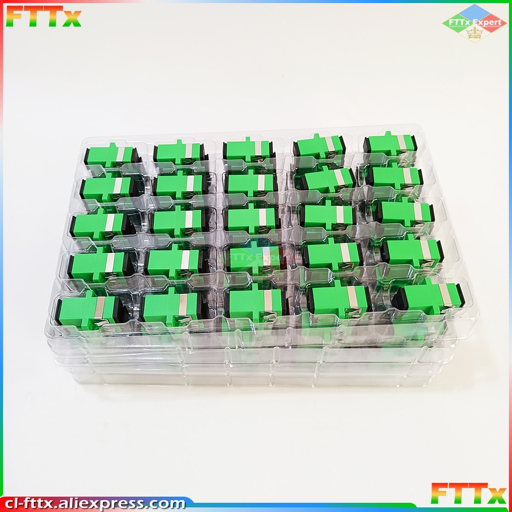100/200/500pcs SC APC Simplex Single-mode Fiber Optic Adapter SC Optical Fiber Coupler SC APC Fiber Flange SC Connector