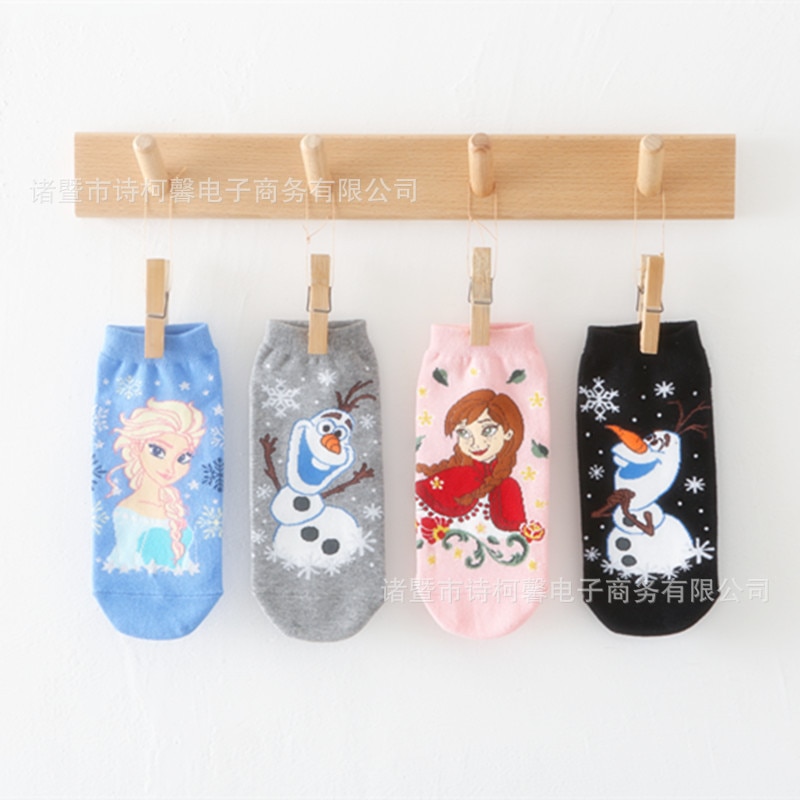 A Pair Disney Frozen Anime Socks Cartoon Character Anna Elsa Olaf Cotton Boat Socks Kids Birthday Christmas Gift Cute Socks