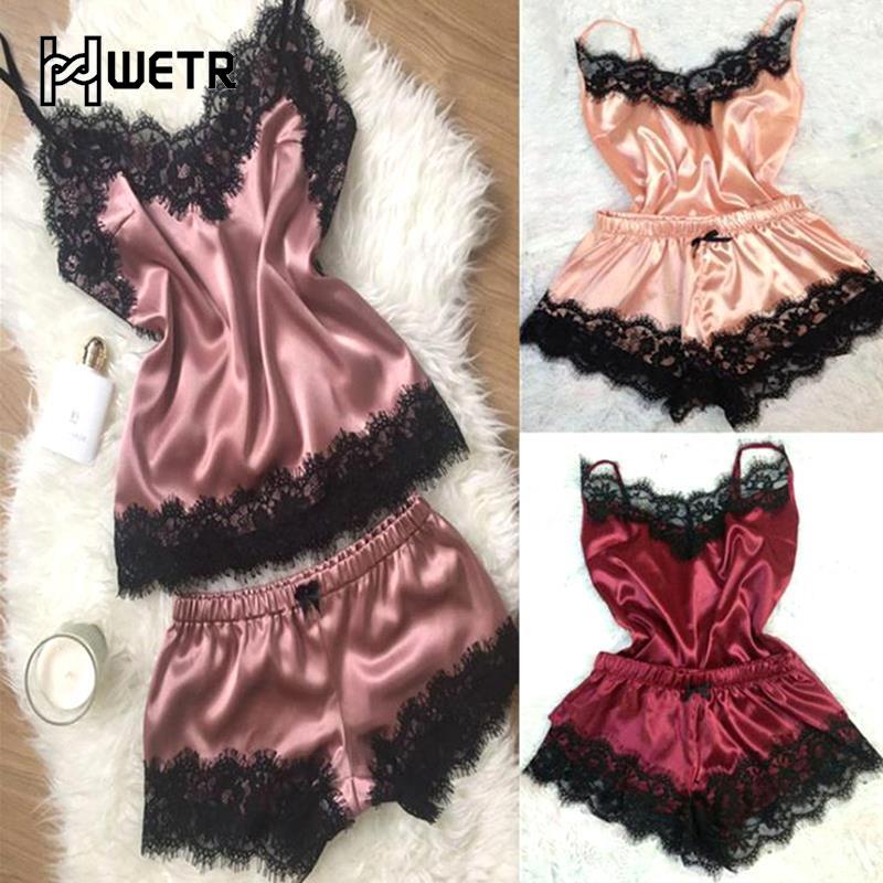 Women Sexy Lingerie Silk Satin Nightwear Sleeveless Strap Lace Sleepwear Fashion Loose Summer Nightgowns Sleepshirts