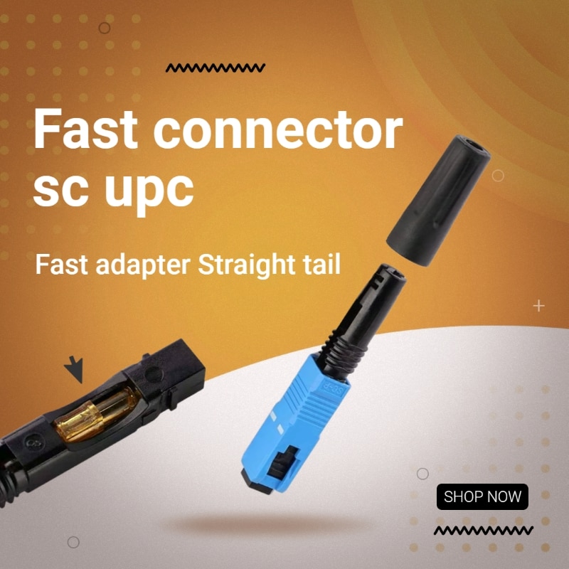 100/200/300pcs Fast connector sc upc single-mod fiber optic SC UPC FTTH Quick connector Fiber Optic Fast adapter Straight tail