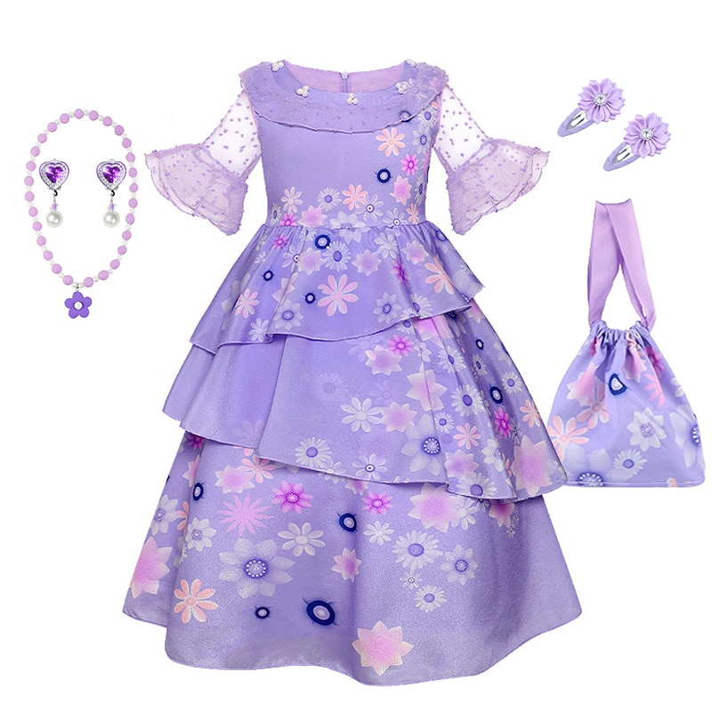 New Mirabel Dress Carnival Outift Girls Princess Gowns Birthday Party Children Infant Vestidos Cosplay Isabella Encanto Costume