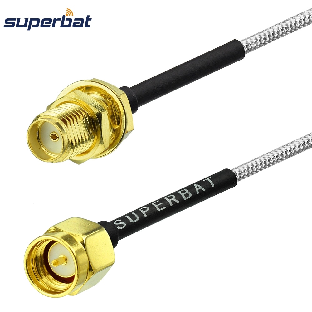 Superbat SMA Female Bulkhead to SMA Male Straight Coaxial Connector Adapter Pigtail Cable RG405 10cm Radios Antenna Wifi