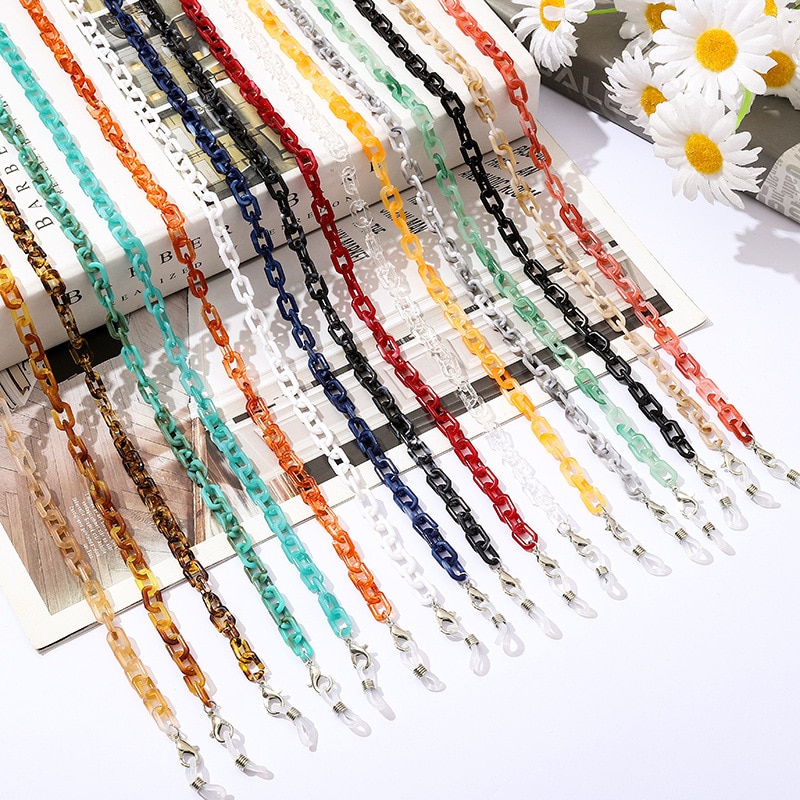 2022 Fashion Acrylic Resin Eyeglass Chains Lobster Buckle Necklace Sunglasses Chain Women Jewelry Face-Mask Holder Glasses Chain