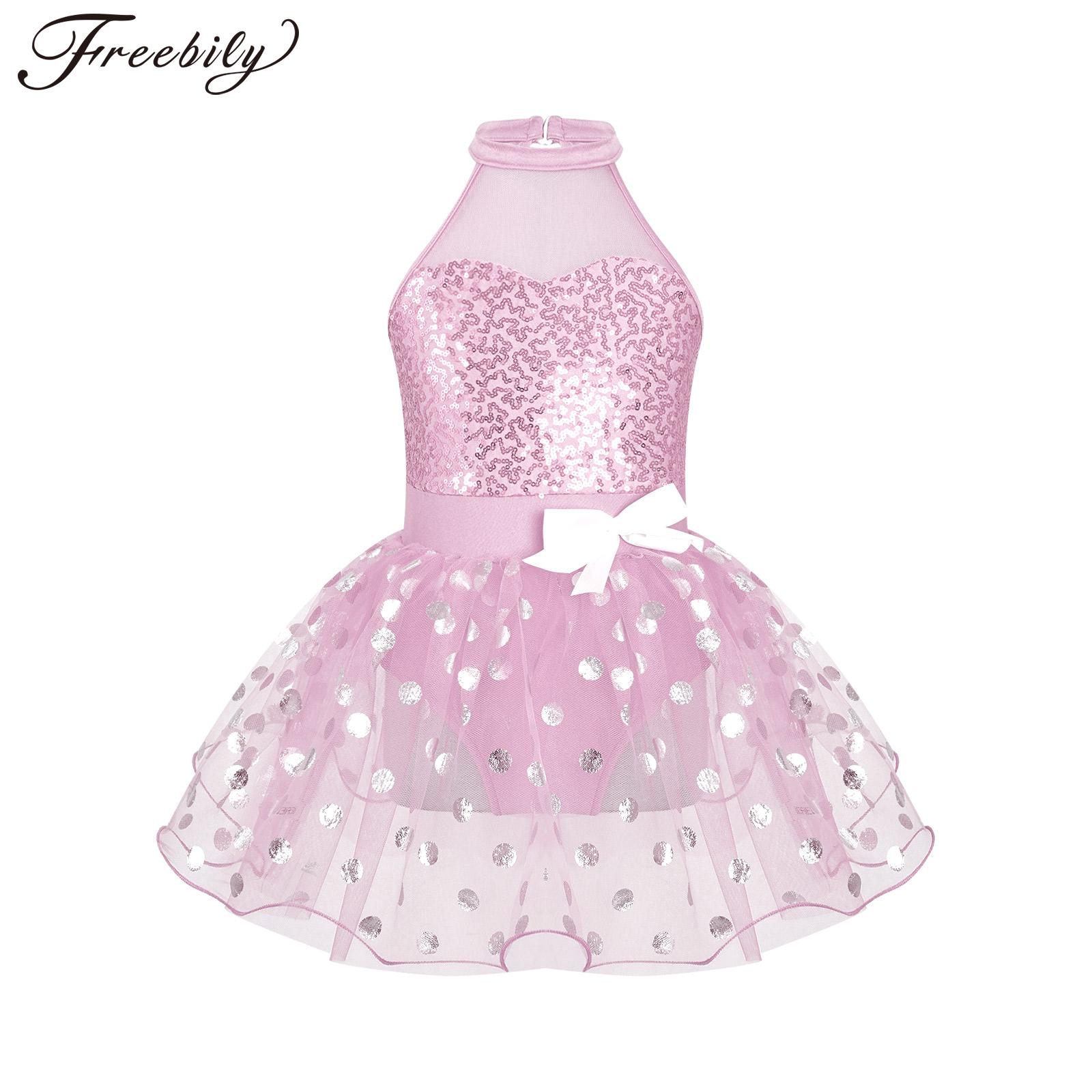 Kids Dance Leotard Patchwork with Tulle Skirt One Pieces Dance Dress for Girls Dance Stage Performance Wear Child Dance Bodysuit