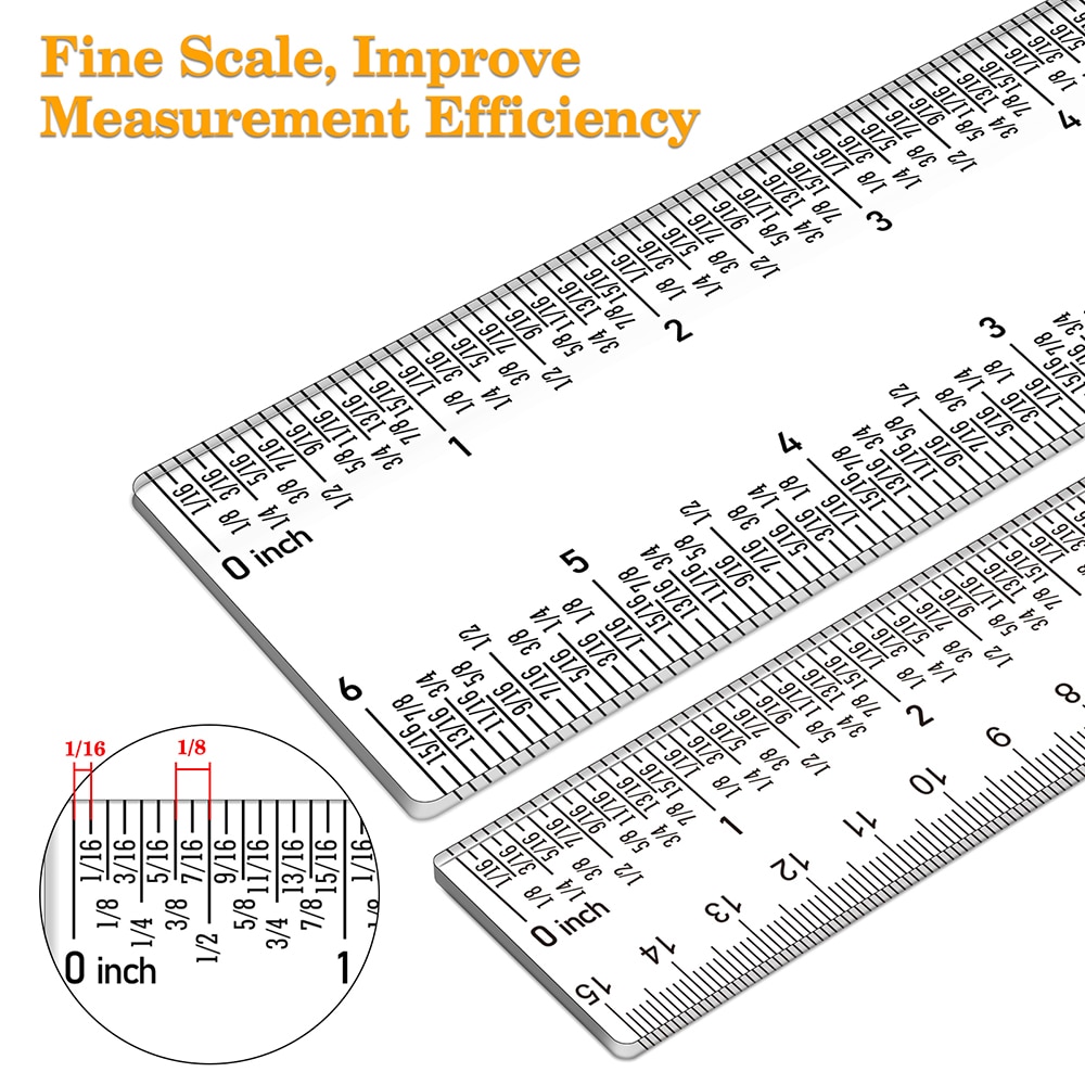 Multifunctional 6" 12" Clear Acrylic Rulers for Crafting Card Making 12 Inch Zero-Centering Ruler Easy Measurements Ha