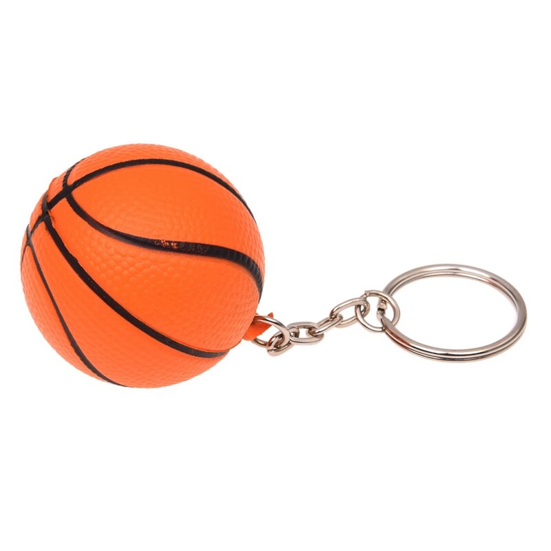 2X Orange Basketball Shape Decor Charm Key Chain Split Keyring