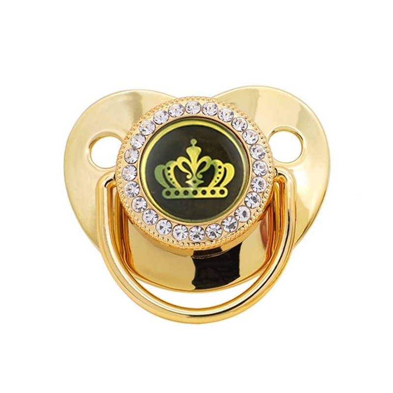 Gold Crown Bling Baby Pacifier Clip Luxury Pacifier Chains Baby Shower Gift BPA Free Infant Nipple Baby Dummy Pacifier 0-18M
