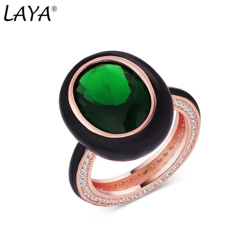 LAYA 925 Sterling Silver Free Shipping Shining Zircon Finger Ring For Women Men Luxury Charm Jewelry Handmade Enamel 2022 Trend