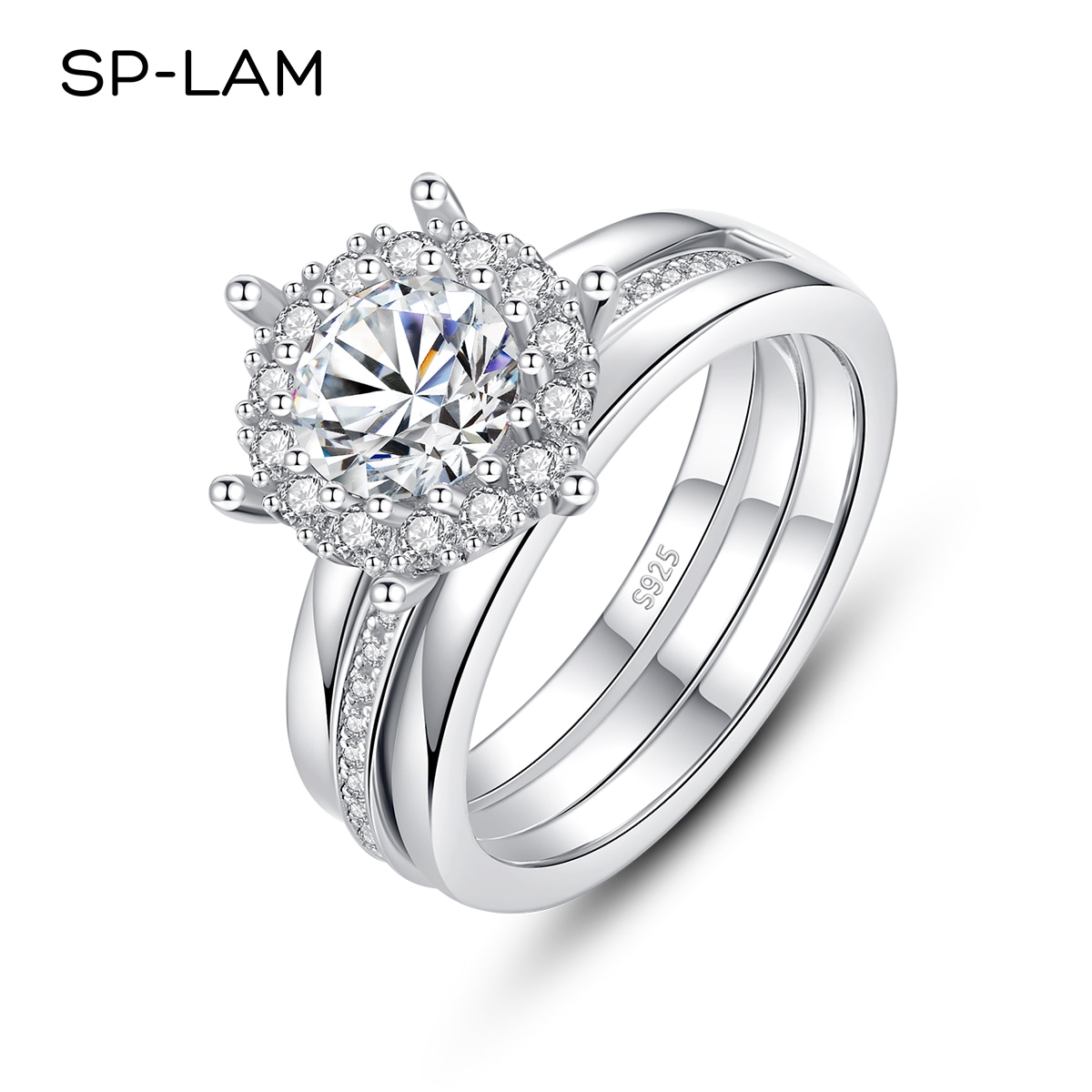 Moissanite Bridal Ring Set With Certificate Delicate 925 Silver Women Large Elegant Stackable Wedding Finger Jewellery