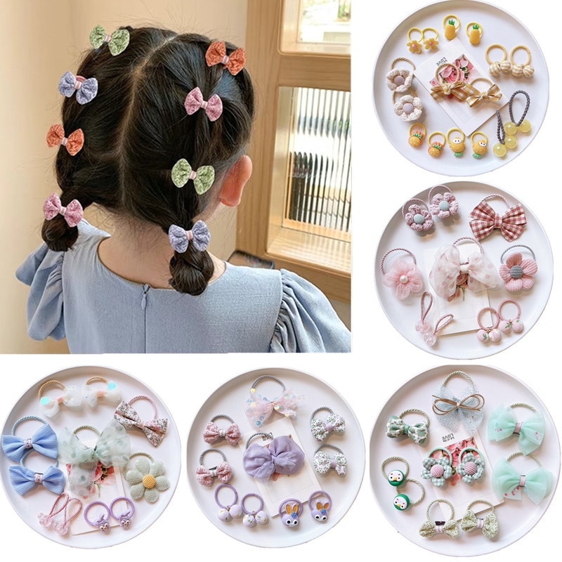 Baby Hair Rope Flower Lace Bows Elastic Kids Hair Bands Sweet Princess Children Rubber Bands Baby Girls Hair Accessories