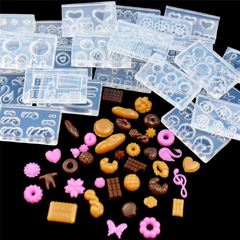 SNASAN Mini Bread Biscuit Cake Silicone Mould for Clay Food Mold DIY Kitchen Accessories Toy Dollhouse Miniature Accessories