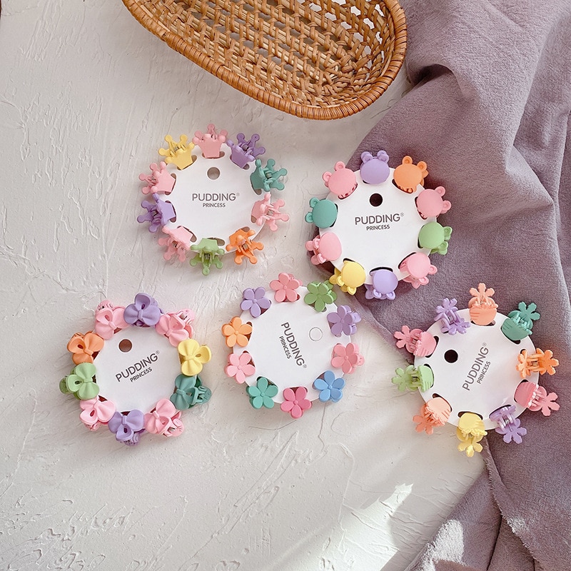 Free Shipping 10pcs Korean Sweet Mini Crab Hair Clip Candy Color Cartoon Hair Pin for Girls Kids Headwear Baby Hair Accessories