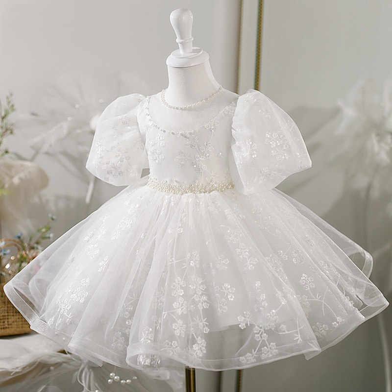 Baby Girl 1st Year Birthday Baptism Party Dress Beads Infant Wedding Princess Ball Gown For Children Christmas Costume y536
