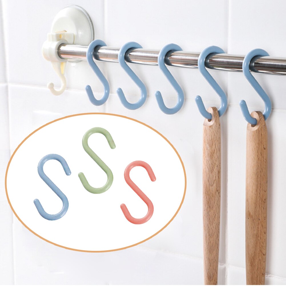 8Pcs S-shaped Nail-free Hook Bathroom Storage Hanging Rack Nordic Multifunction Creative Hooks Kitchen Plastic Organizer Holder