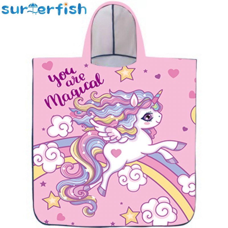 Children's bath towel cartoon Cape Hooded Baby water absorbing quick drying bathing robe boys seaside portable beach towel