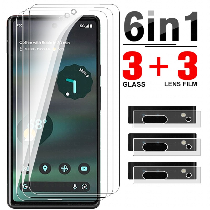6in1 Tempered Glass For googel pixel 6 6a Screen Protector For Googel pixel 6 a pixel6a pixel6 Camera Lens Protective Glass Film