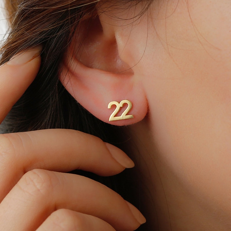 Custom Fashion Numbers Stainless Steel Stud Earrings For Women Personalized Gold Ladies Earrings Nameplate Women's Jewelry 