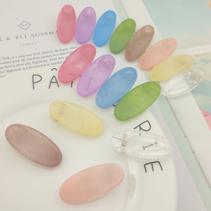 5pcs Oval Jelly Colorful Hair Pin Sweet Kawaii Transparent Acrylic Hair Clips for Girls Headwear Headdress Kids Hair Accessorie