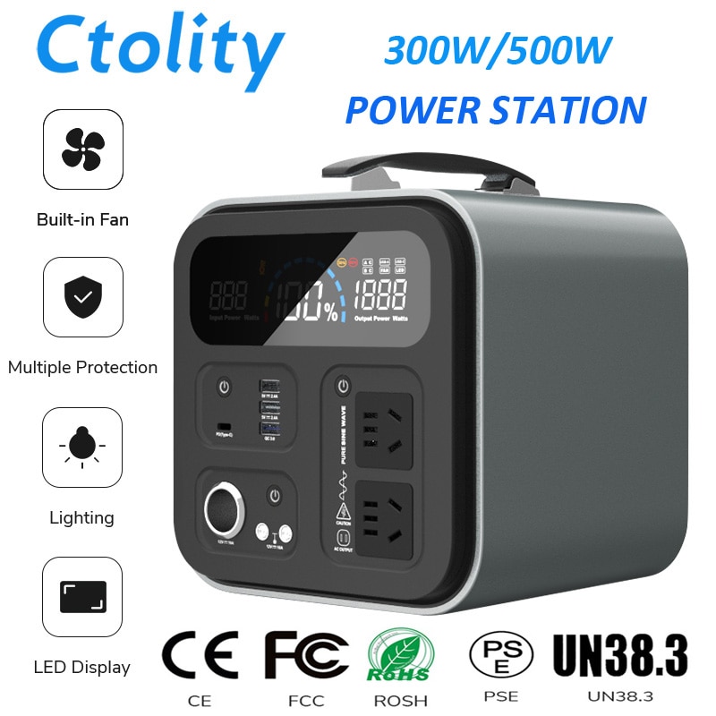 AC Super Portable Power Station 300W Campervan RV 220V Energy Storage Power Supply Solar Generator Pure Sine Wave Outdoor