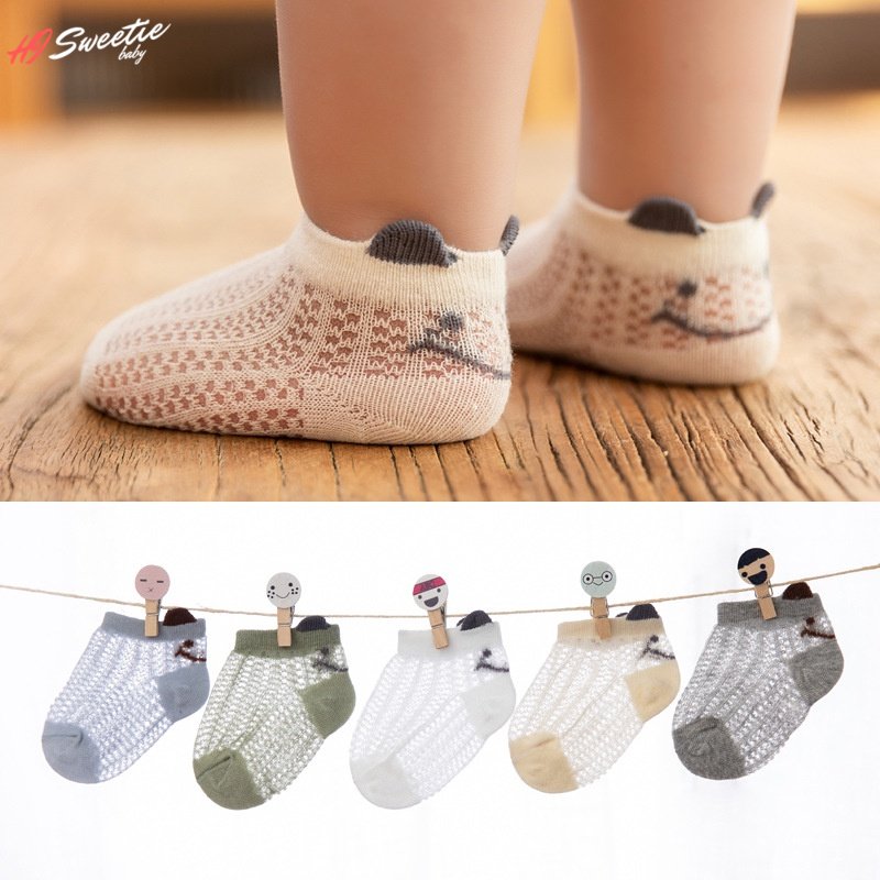 5Pairs/lot Summer Thin Cotton Baby Socks Children's Mesh Socks Infants Boy Girls Baby Anti-mosquito Socks