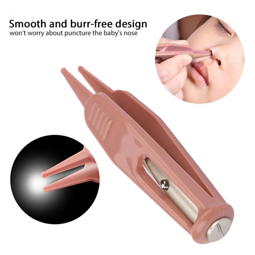 Kids Clips Ear Nose Plastic Nose Tweezers LED Light Forcep Navel Cleaner Remover Cleaning Tweezer