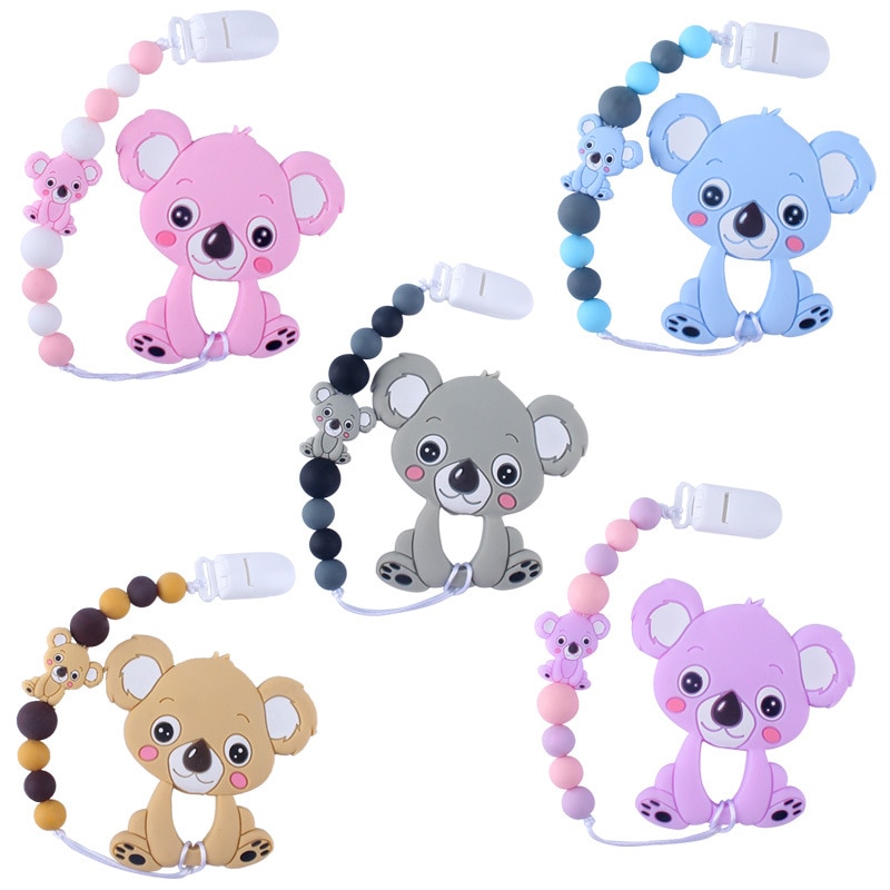 Cute Koala Silicone Baby Pacifier Clips Anti-Drop Pacifier Chain Holder Infant Dummy Soother Baby Teething Toy Chew Gift