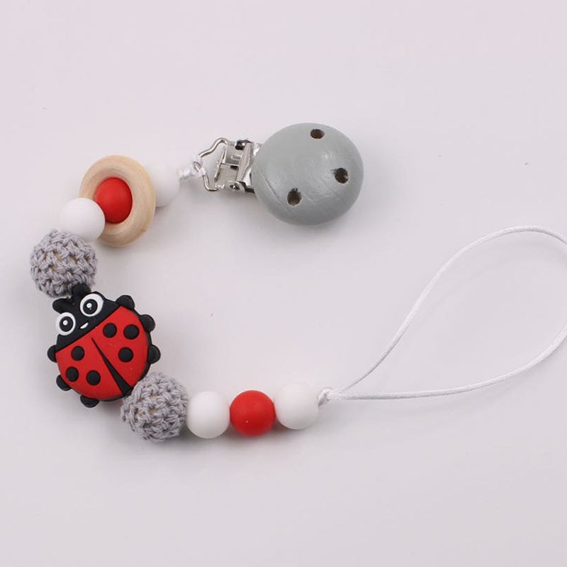 Cute Handmade Insect Silicone Pacifier Chain Clip Dummy Holder for Infant BPA Free Baby Shower Gift