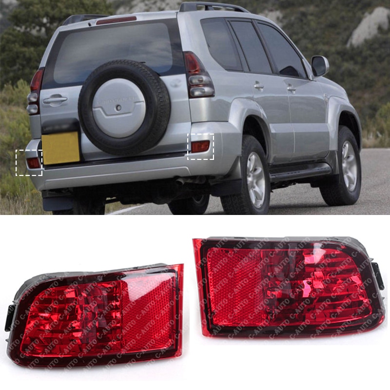 For Toyota Land Cruiser Prado 120 series GRJ120 TRJ120 FJ120 2002 - 2009 AUto Tail Light Rear Bumper Fog Light Red Without Bulb