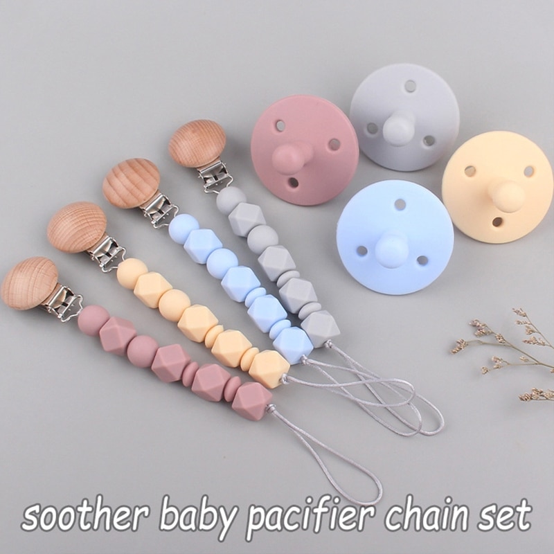 Silicone Bead Pacifier Clip for Baby Girl Boy Dummy Pacifiers Soother Chain Holder Newborn Teething Toy Shower Gift