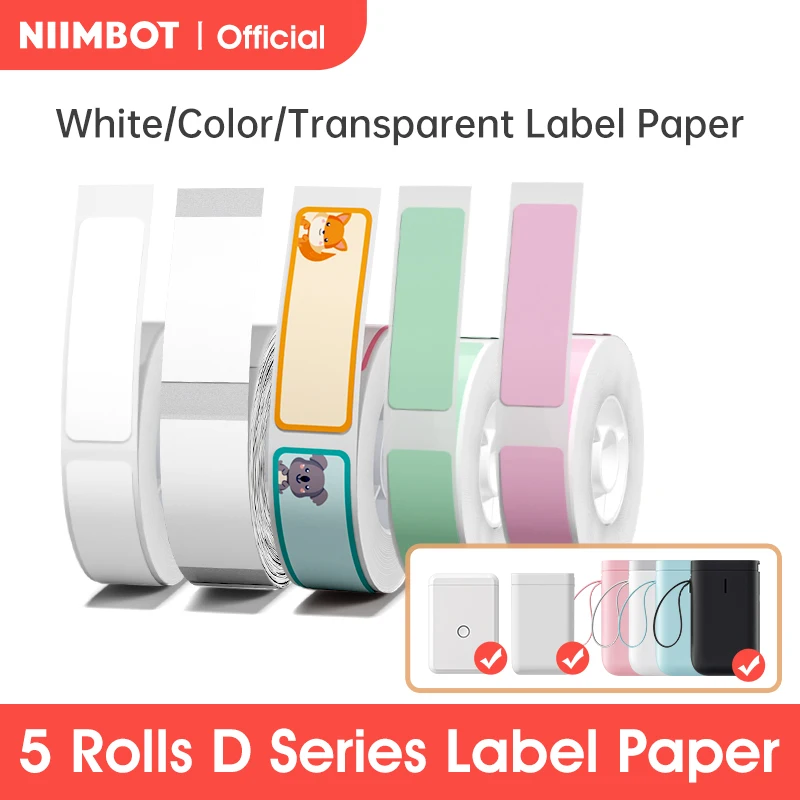 Niimbot D11/D110/D101 Pure Color Label Barcode Price White Labels Waterproof Oil-proof Tear