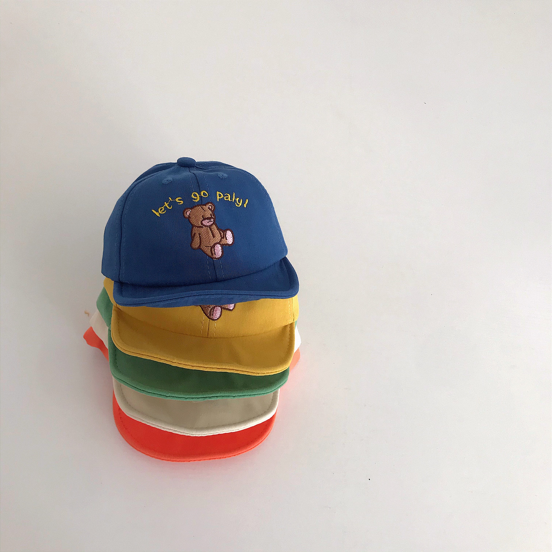 Cute Bear Baby Basketball Caps For Girls Boys Adjustable Kids Peaked Caps Summer Big Brim Children Sun Hats Kids Accessories
