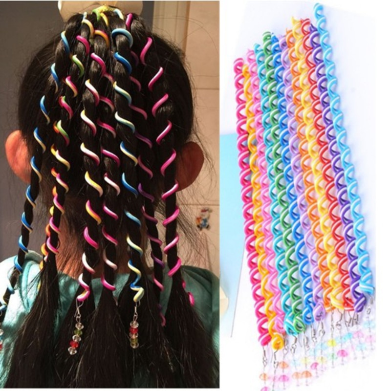 6pcs/lot Rainbow Color Kids Curler Hair Braid Hair Sticker DIY Disc Roll Hair Roll Baby Girls' Decor Hair Accesories