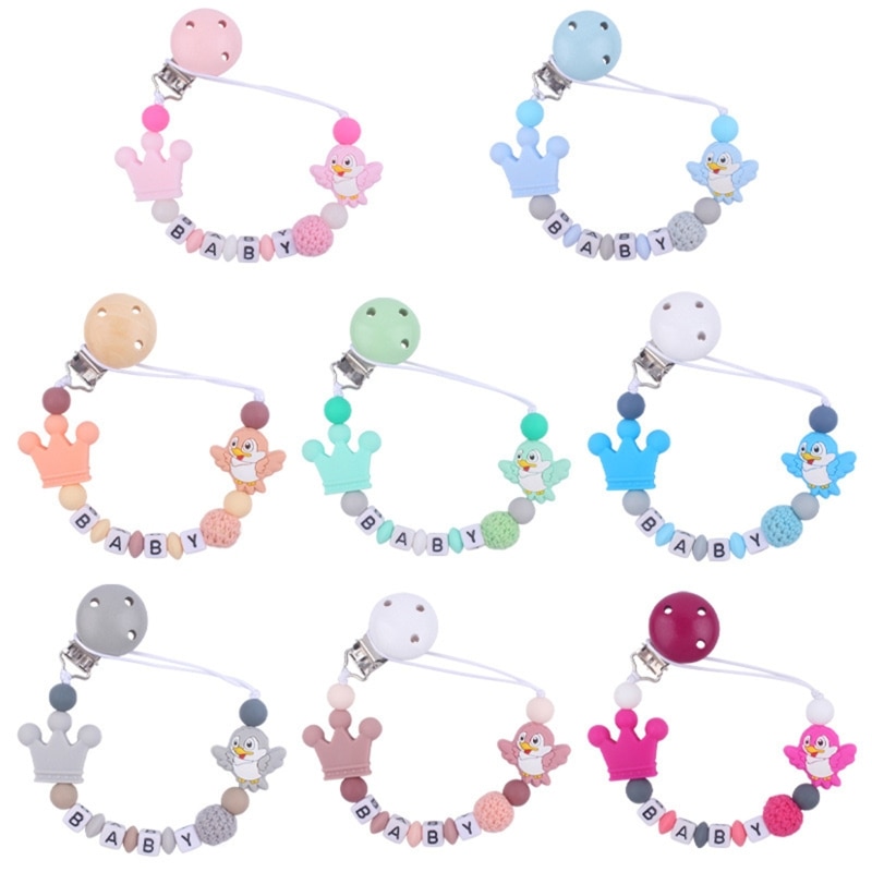 HX5D Baby Teething Toys Silicone Pacifier Holder fits Most Pacifier for Kid 0-6