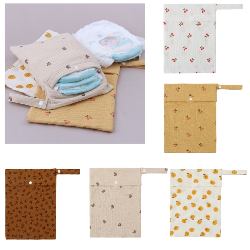 Multifunctional Baby Diapper Bag Reusable Solid Color Travel Nappy Pouch Soft Cotton Mummy Storage Bag 25x20cm Dropshipping