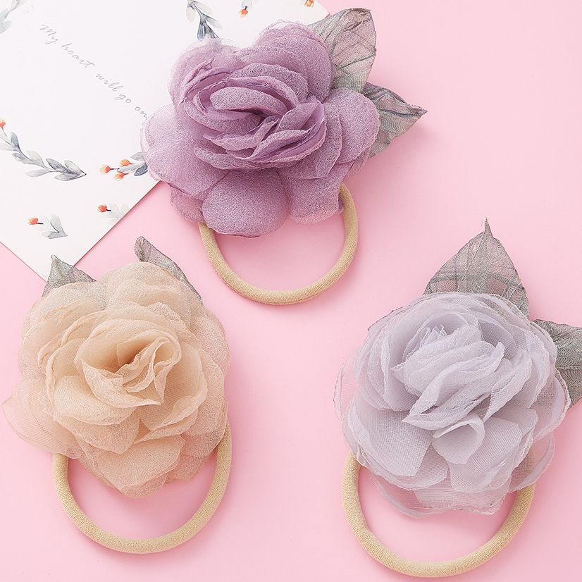 Beauty Chiffon Baby Bow Artificial Flower Hair Bands For Girls Nylon Elastic Toddler Headband Kawaii Hair Accessories Korean