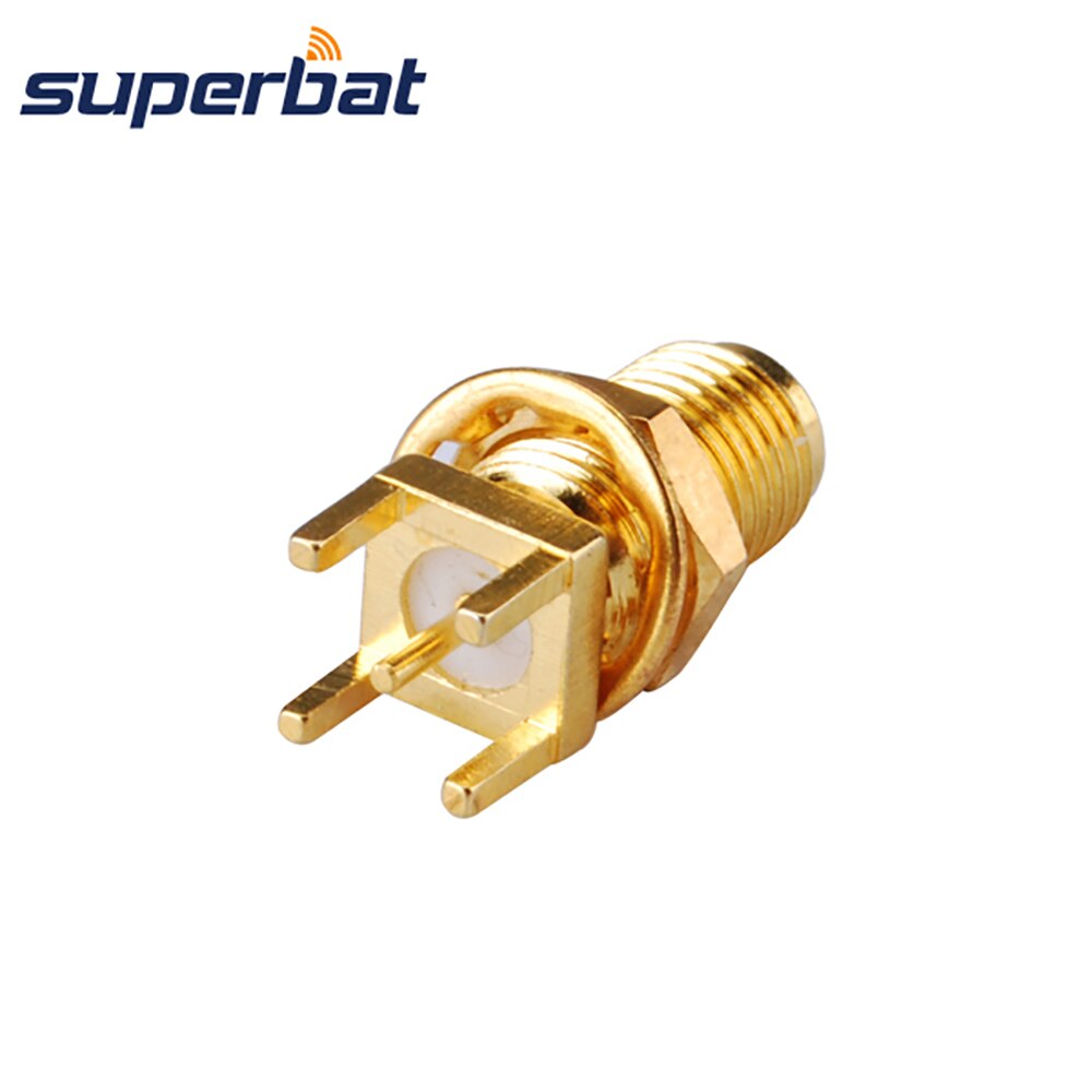 Superbat SMA Female Bulkhead PCB Mount Thru Hole Straight RF Coaxial Connector Goldplated