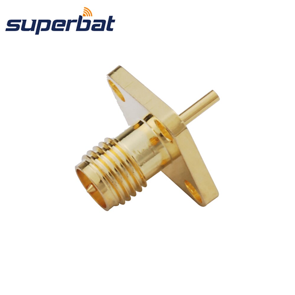 Superbat RP-SMA Jack(male pin) 4 hole Panel Mount Female Solder Cup Contact Connector Adapter