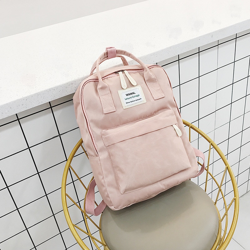 Girl Students School Bags Women Canvas Waterproof Backpack School Bag Wild Little Fresh Travel Backpack Pink Green